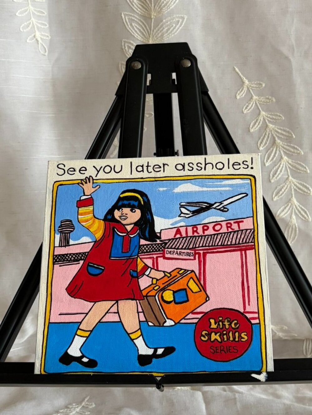 Hand Painted See You Later Airport Travel Canvas 8x8